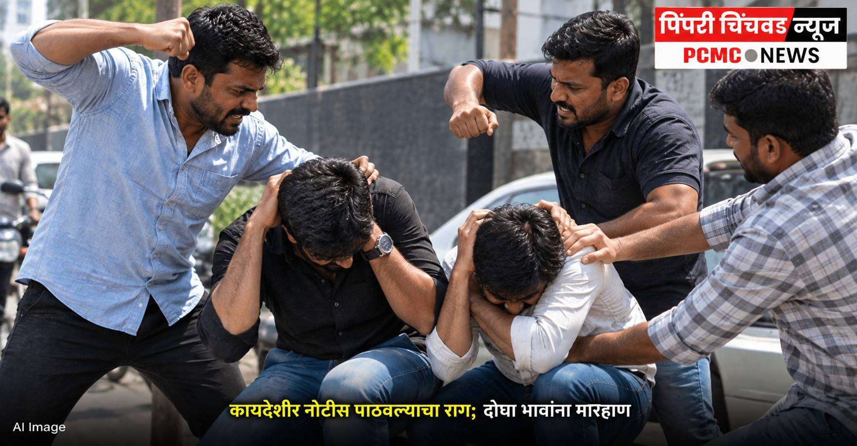 कायदेशीर नोटीस पाठवल्याचा राग; निगडीत दोघा भावांना मारहाण