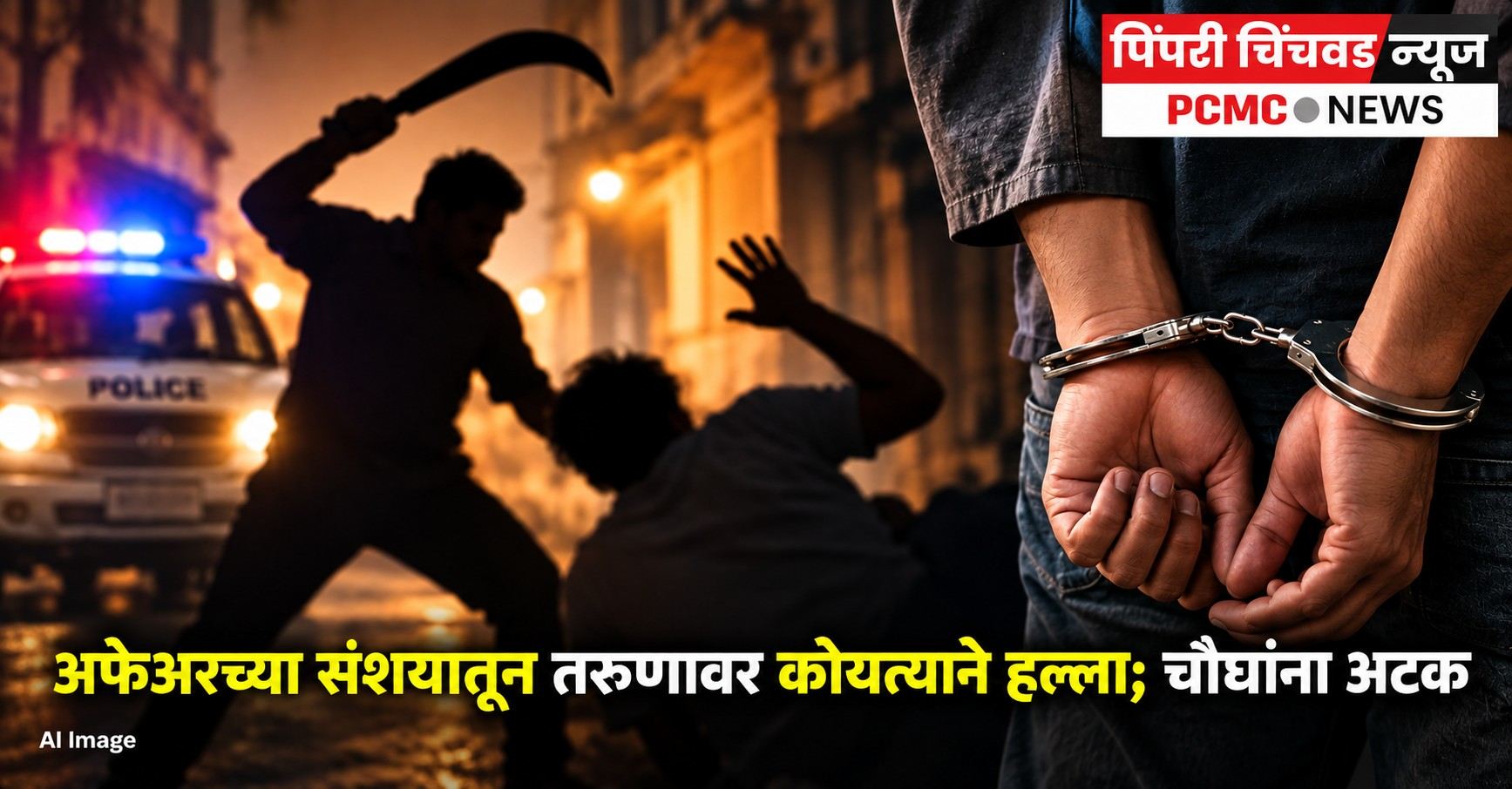 अफेअरच्या संशयातून तरुणावर कोयत्याने हल्ला; चौघांना अटक