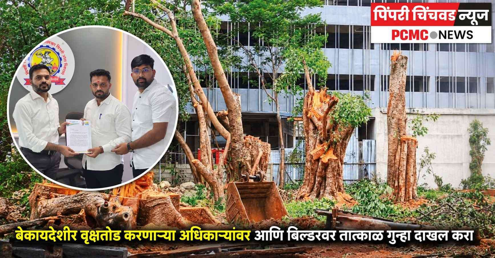 बेकायदेशीर वृक्षतोड करणाऱ्या अधिकाऱ्यांवर आणि बिल्डरवर तात्काळ गुन्हा दाखल करा