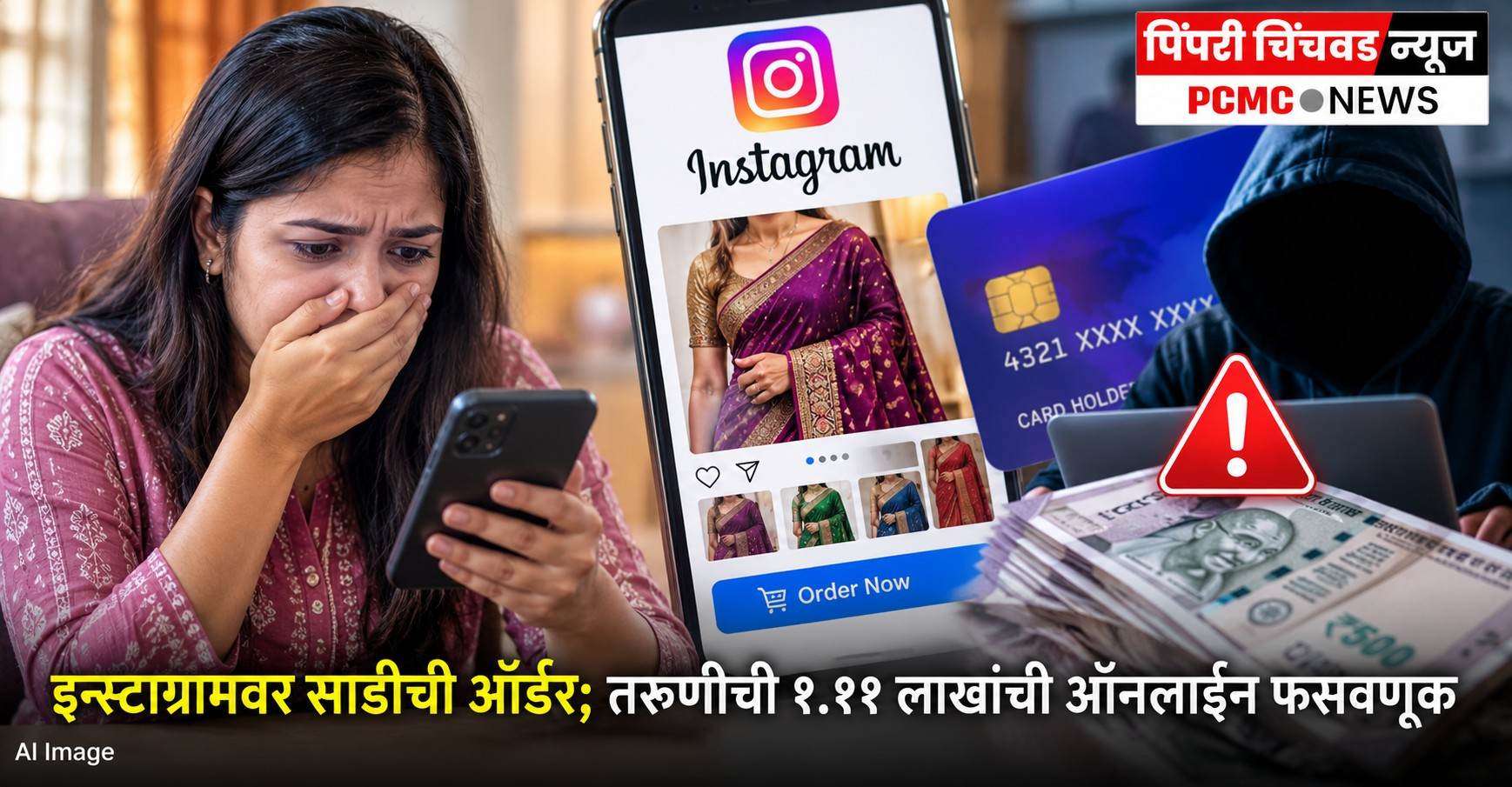 इन्स्टाग्रामवर साडीची ऑर्डर; तरुणीची १.११ लाखांची ऑनलाइन फसवणूक