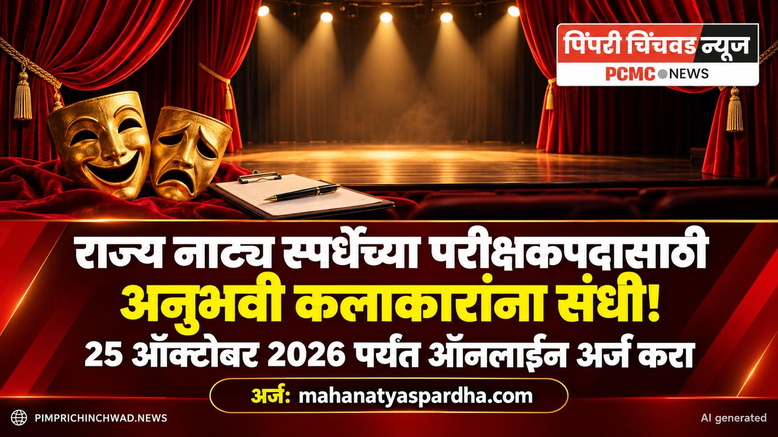 राज्य नाट्य स्पर्धेच्या परीक्षकपदासाठी अनुभवी कलाकारांना संधी; 25 ऑक्टोबरपर्यंत ऑनलाइन अर्ज करण्याचे आवाहन