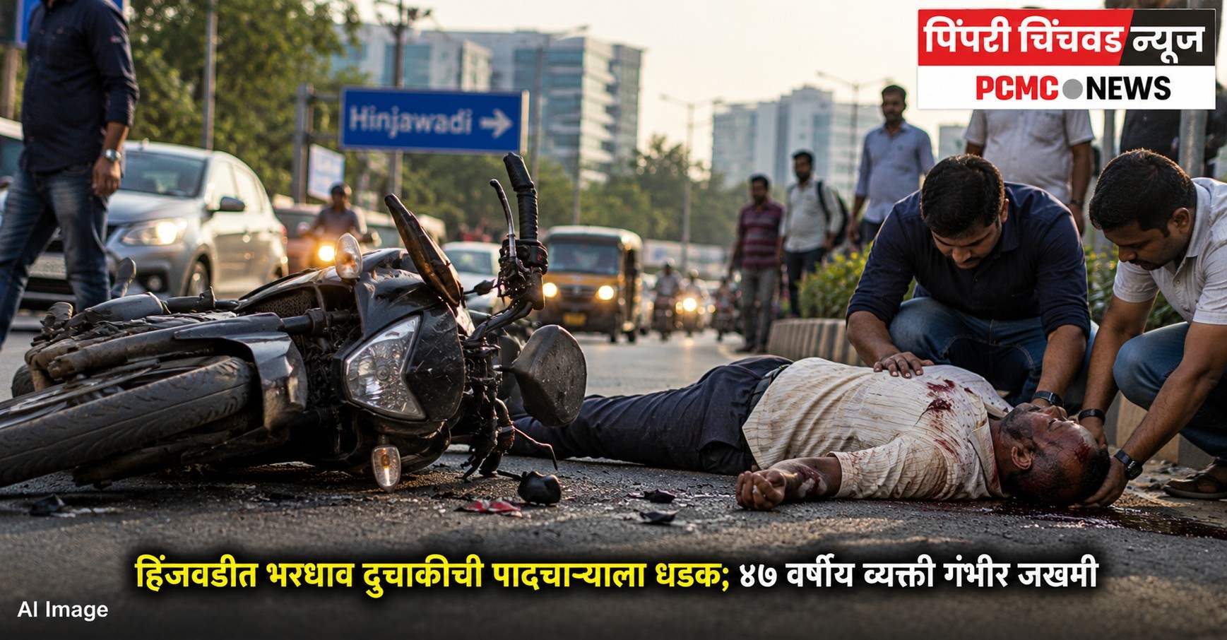 हिंजवडीत भरधाव दुचाकीची पादचाऱ्याला धडक; ४७ वर्षीय व्यक्ती गंभीर जखमी