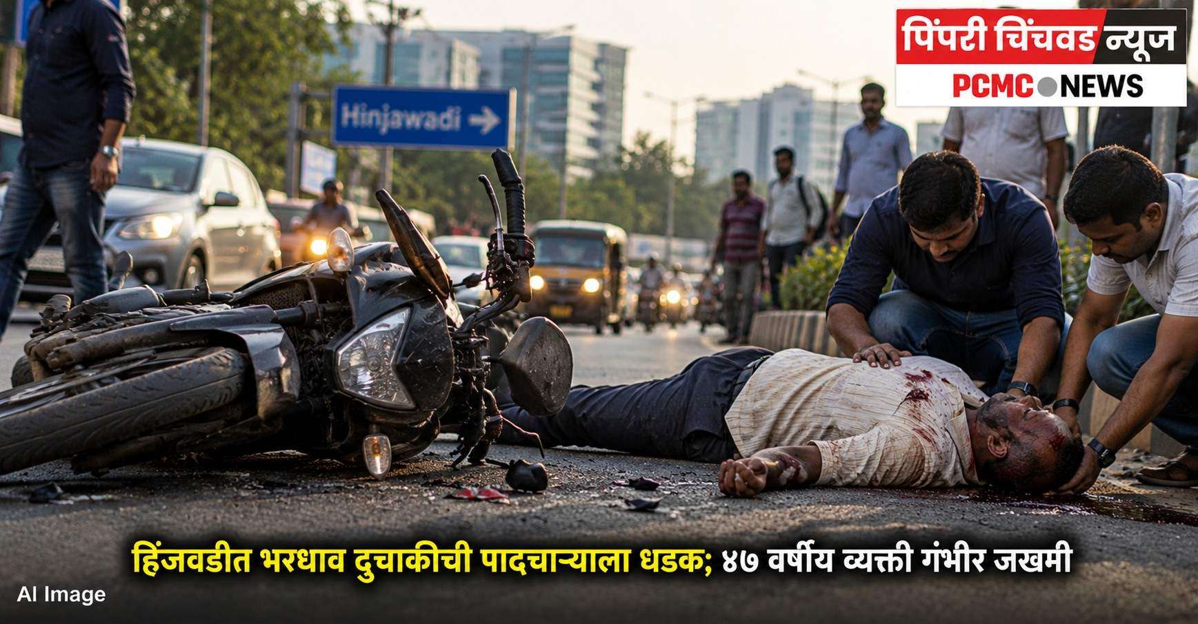 हिंजवडीत भरधाव दुचाकीची पादचाऱ्याला धडक; ४७ वर्षीय व्यक्ती गंभीर जखमी