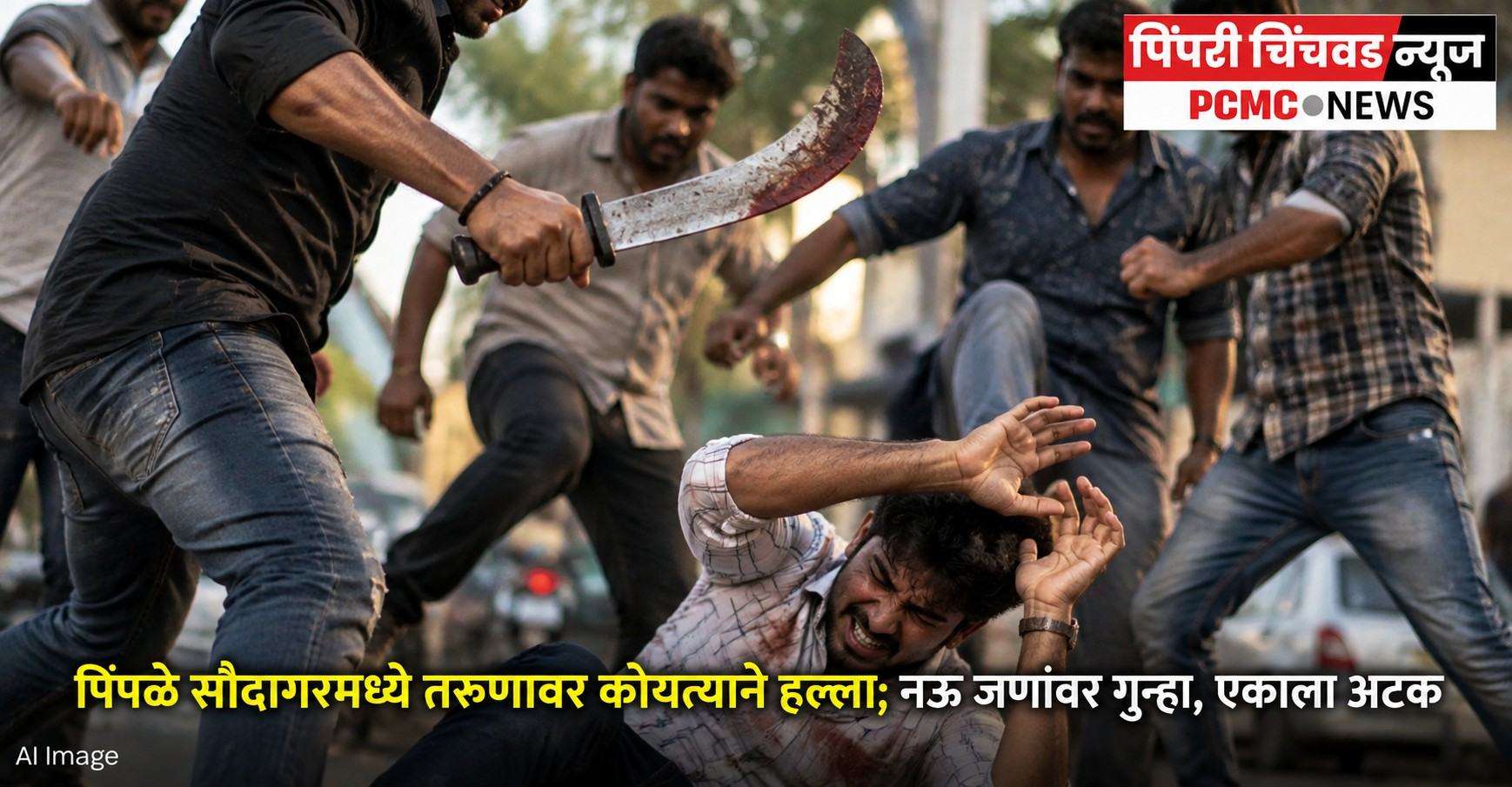 पिंपळे सौदागरमध्ये तरुणावर कोयत्याने हल्ला; नऊ जणांवर गुन्हा, एकाला अटक