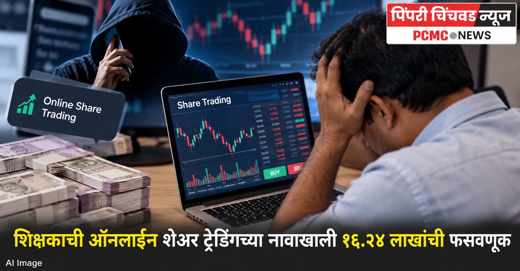 शिक्षकाची ऑनलाइन शेअर ट्रेडिंगच्या नावाखाली १६.२४ लाखांची फसवणूक