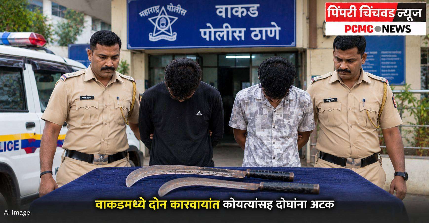 वाकडमध्ये दोन कारवायांत कोयत्यांसह दोघांना अटक