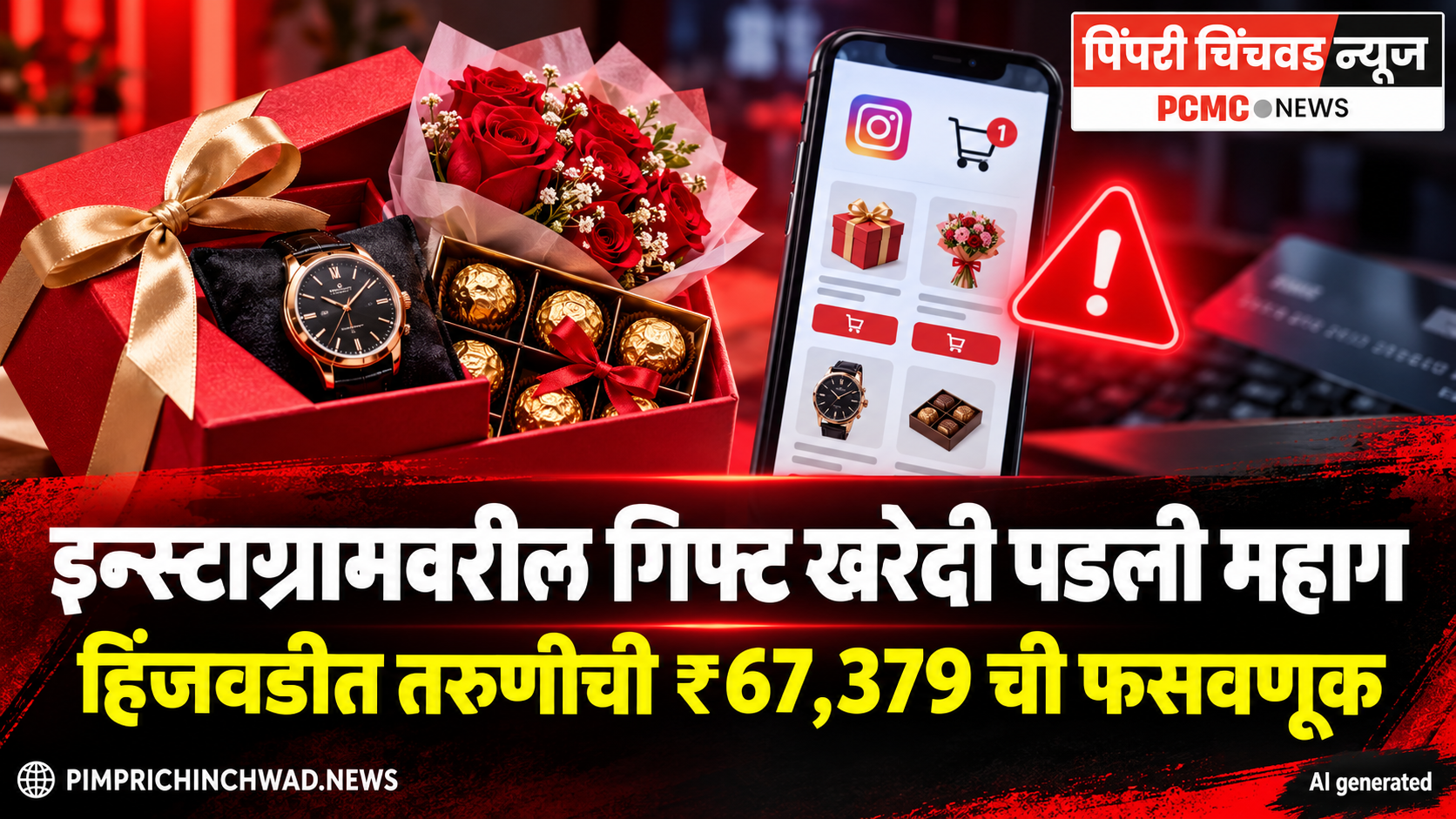 इन्स्टाग्रामवरील वाढदिवसाच्या गिफ्टची खरेदी पडली महाग; हिंजवडीत तरुणीची रु.67,379 ची फसवणूक