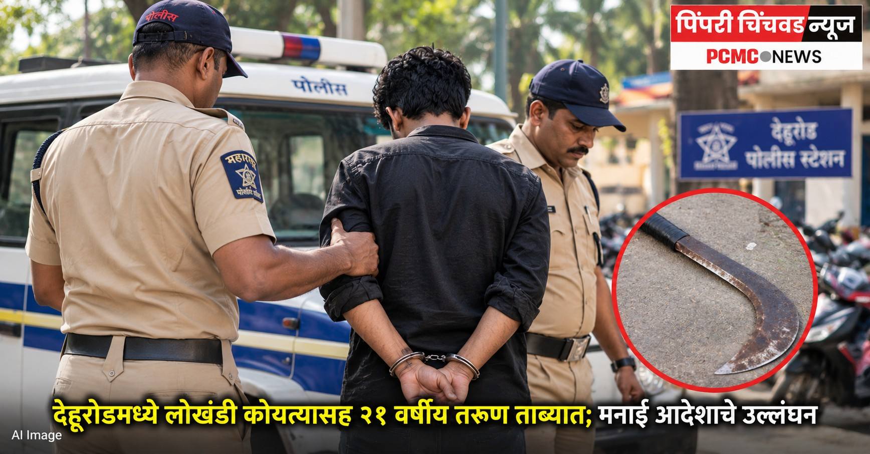देहूरोडमध्ये लोखंडी कोयत्यासह २१ वर्षीय तरुण ताब्यात; मनाई आदेशाचे उल्लंघन