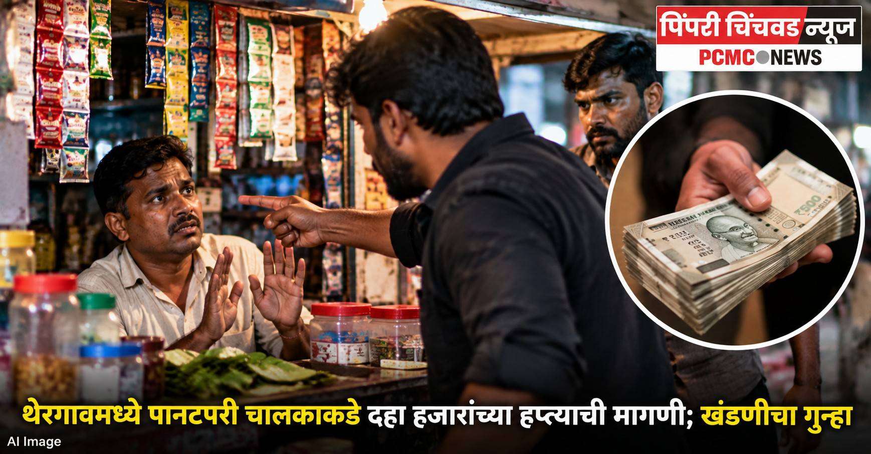 थेरगावमध्ये पानटपरी चालकाकडे दहा हजारांच्या हप्त्याची मागणी; खंडणीचा गुन्हा