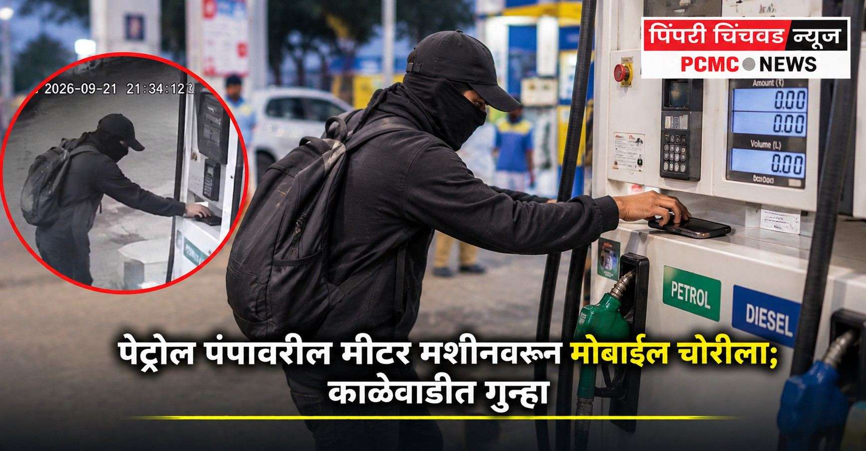 पेट्रोल पंपावरील मीटर मशीनवरून मोबाईल चोरीला; काळेवाडीत गुन्हा