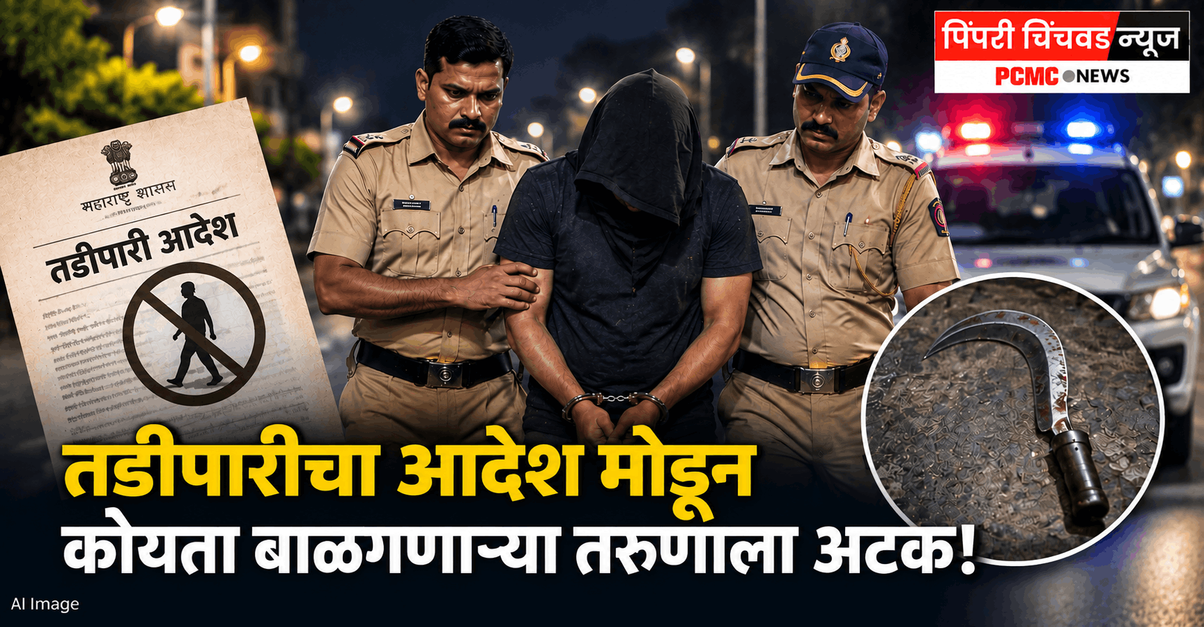 तडीपारीचा आदेश मोडून कोयता बाळगणाऱ्या तरुणाला अटक!