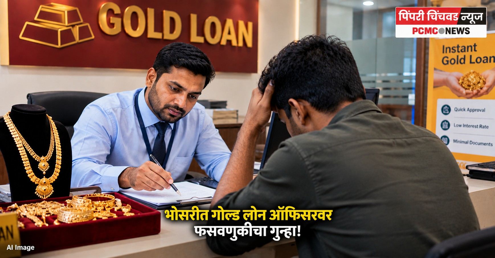 भोसरीत गोल्ड लोन ऑफिसरवर फसवणुकीचा गुन्हा!