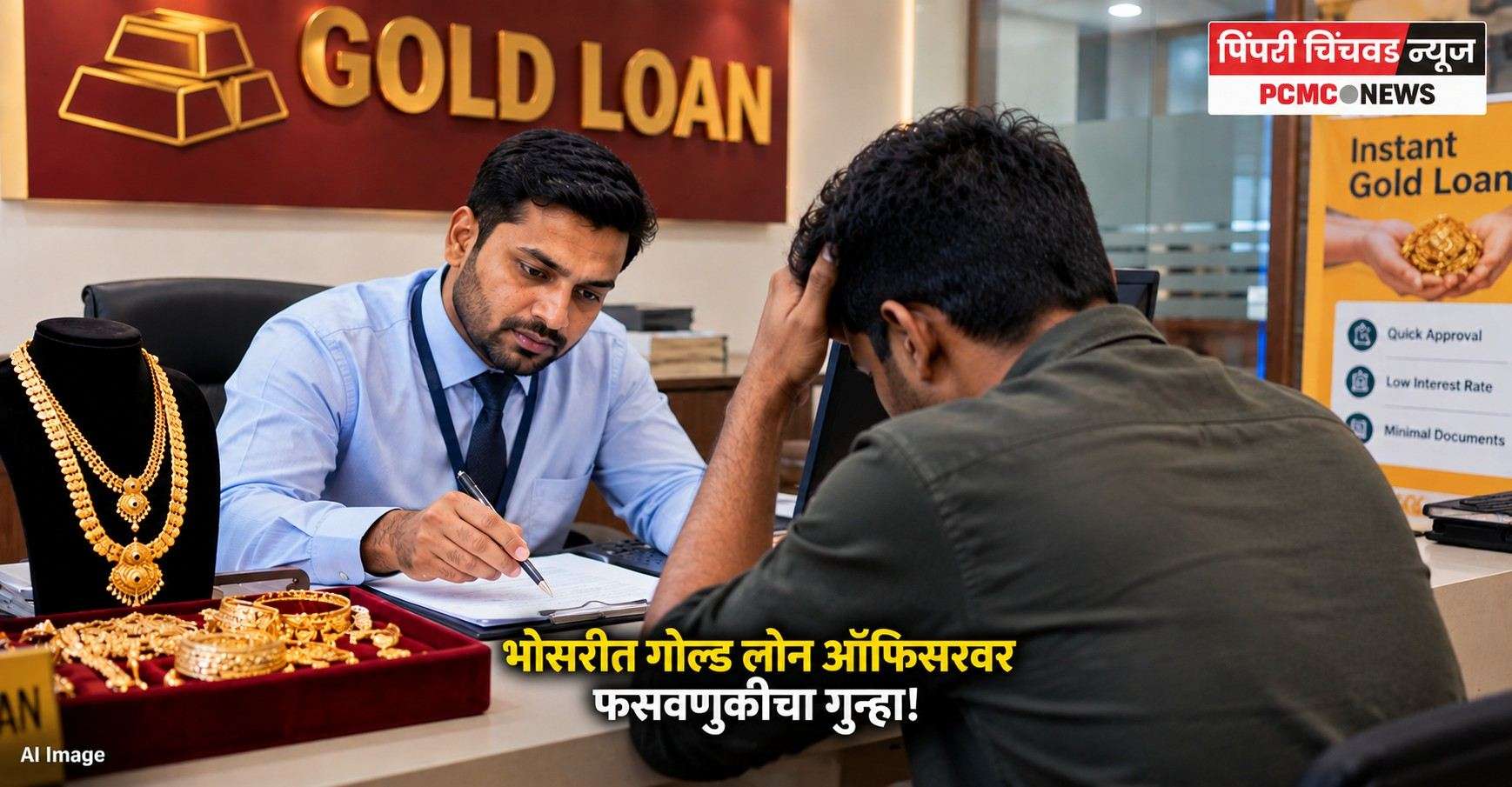 भोसरीत गोल्ड लोन ऑफिसरवर फसवणुकीचा गुन्हा!