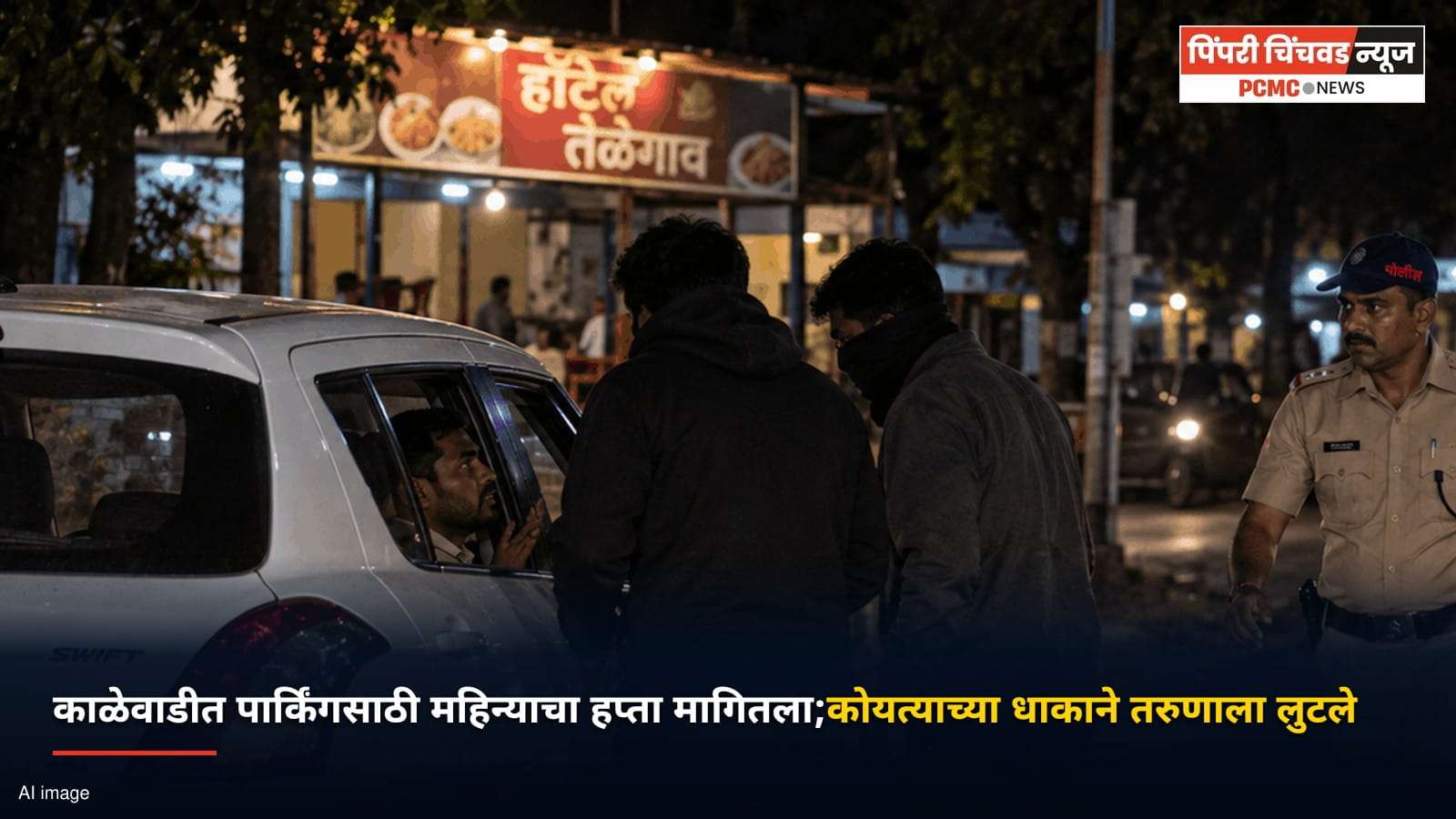 काळेवाडीत पार्किंगसाठी महिन्याचा हप्ता मागितला; कोयत्याच्या धाकाने तरुणाला लुटले