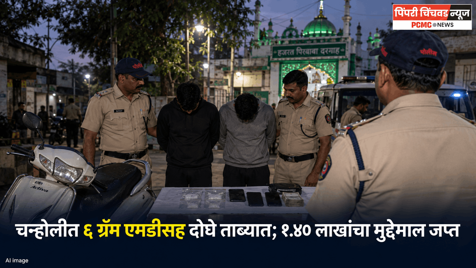 चऱ्होलीमध्ये 6 ग्रॅम एमडीसह दोघांना अटक; मोबाइल आणि दुचाकीसह 1.40 लाखांचा मुद्देमाल जप्त