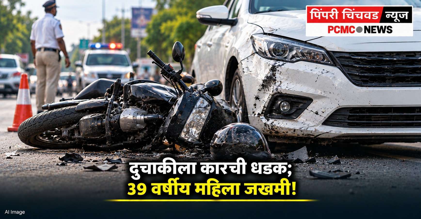 बोऱ्हाडेवाडीत दुचाकीला कारची धडक; 39 वर्षीय महिला जखमी