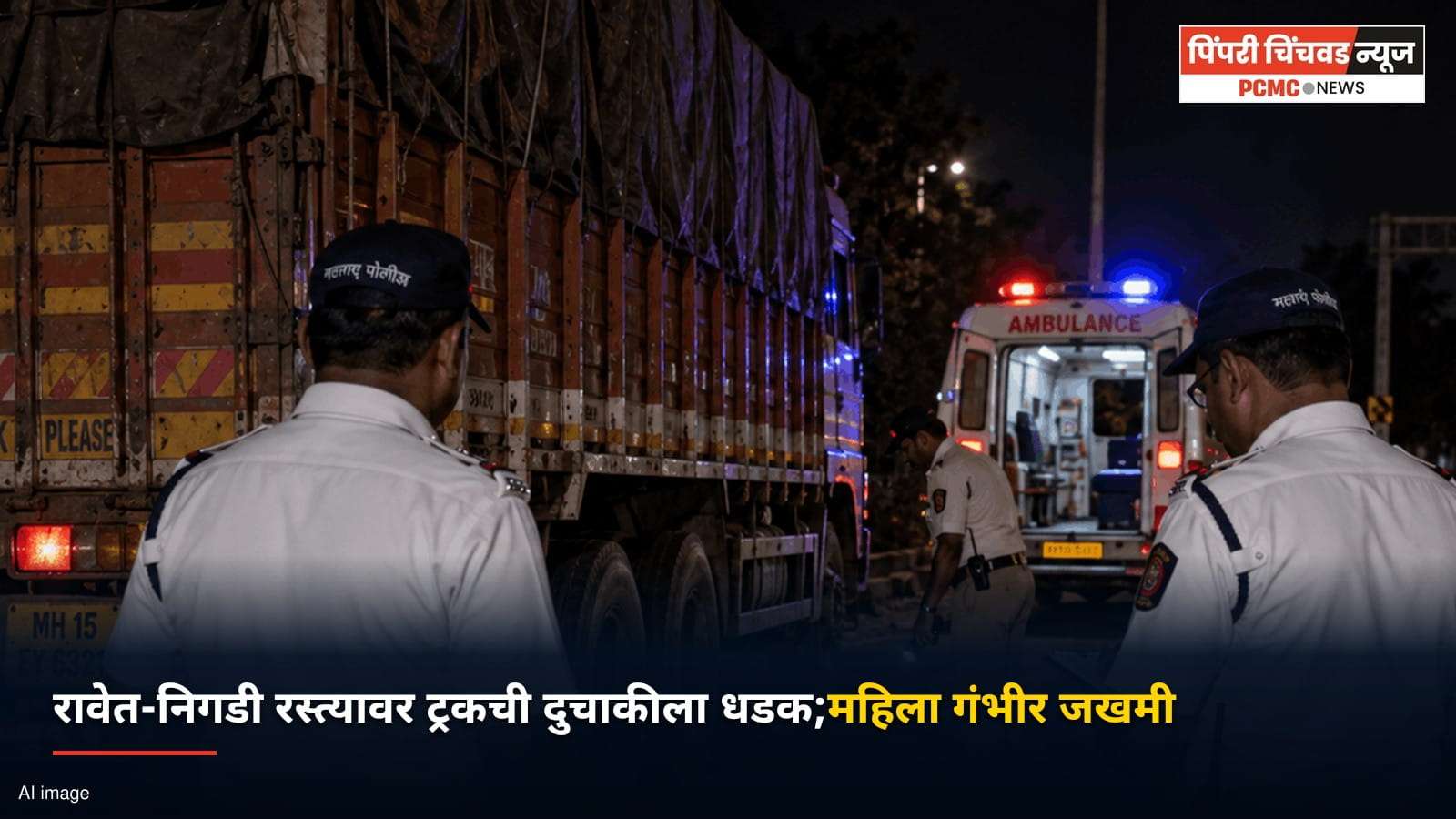 रावेत-निगडी रस्त्यावर ट्रकची दुचाकीला धडक; महिला गंभीर जखमी