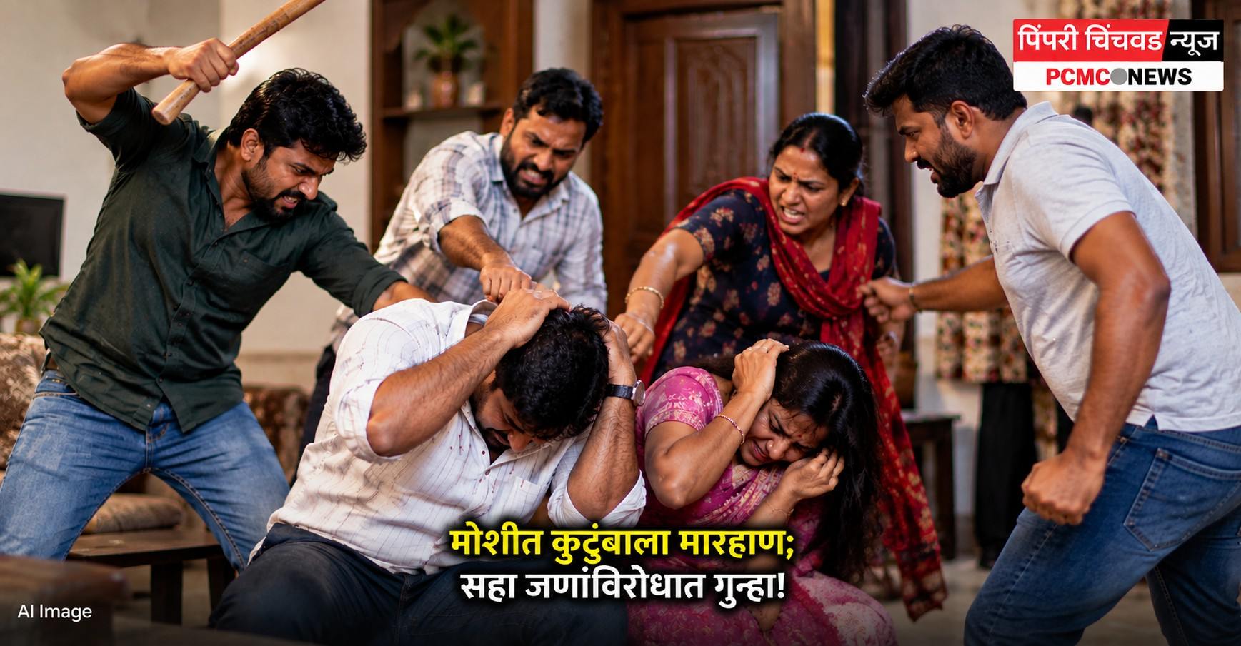 मोशीत कुटुंबाला मारहाण; सहा जणांविरोधात गुन्हा