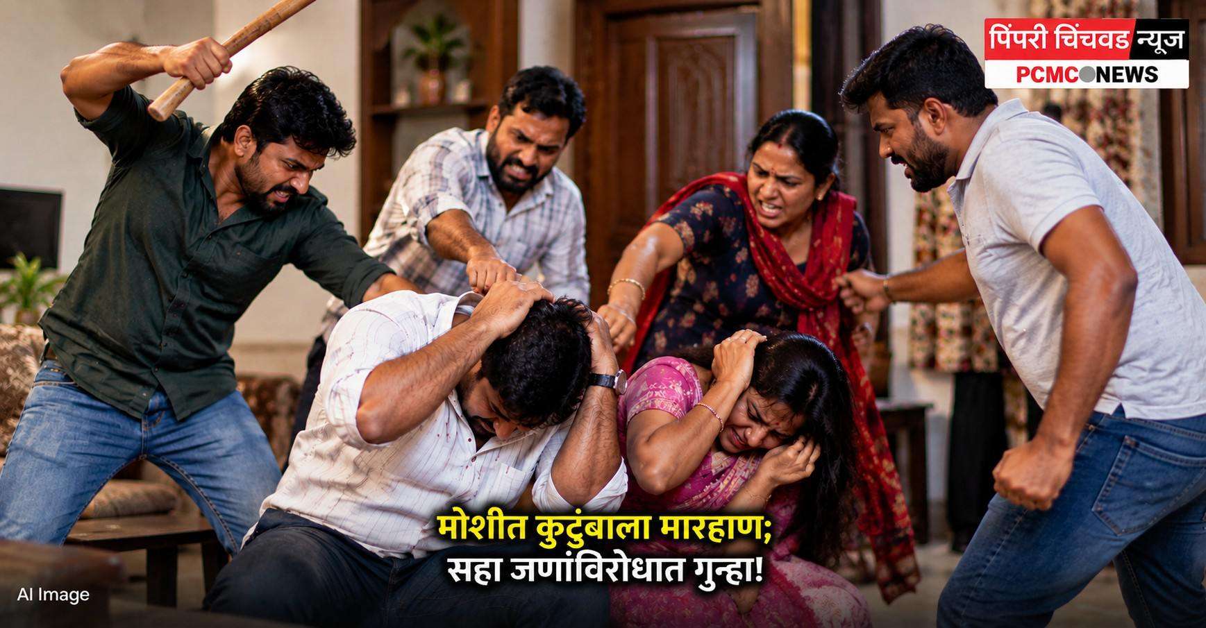 मोशीत कुटुंबाला मारहाण; सहा जणांविरोधात गुन्हा