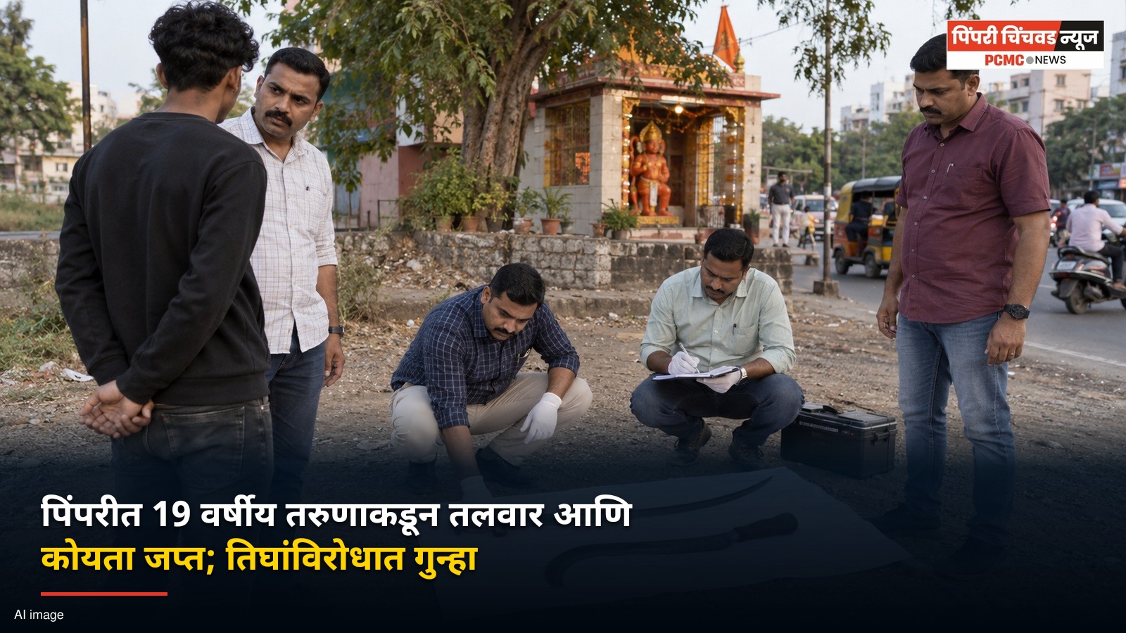 पिंपरीत 19 वर्षीय तरुणाकडून तलवार आणि कोयता जप्त; तिघांविरोधात गुन्हा