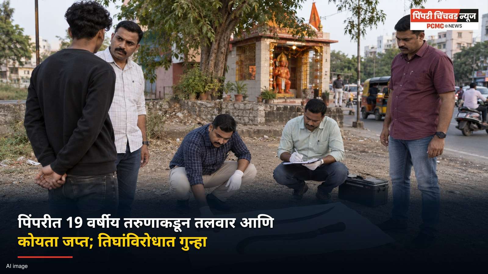 पिंपरीत 19 वर्षीय तरुणाकडून तलवार आणि कोयता जप्त; तिघांविरोधात गुन्हा