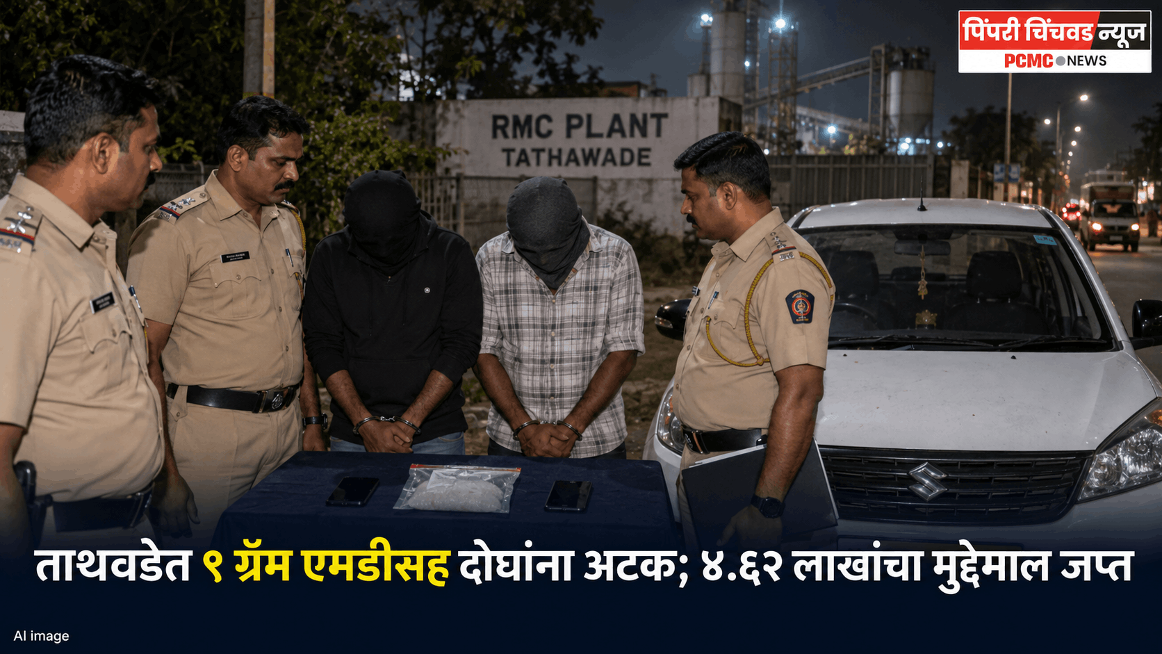 ताथवडेमध्ये 9 ग्रॅम एमडीसह दोघांना अटक; कार, मोबाइल आणि रोख रकमेसह 4.62 लाखांचा मुद्देमाल जप्त