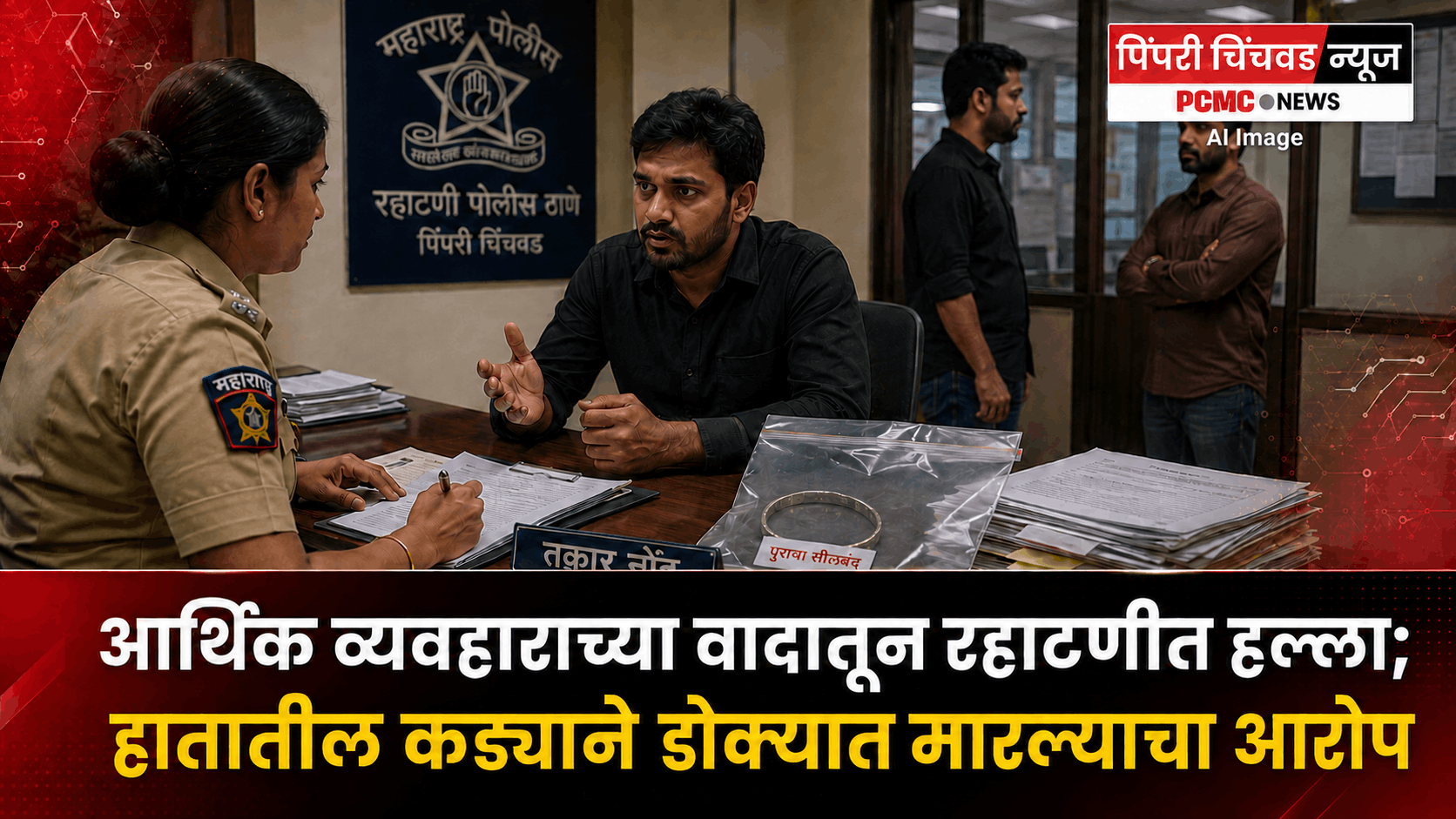 आर्थिक व्यवहाराच्या वादातून रहाटणीत तरुणावर हल्ला; हातातील कड्याने डोक्यात मारल्याचा आरोप