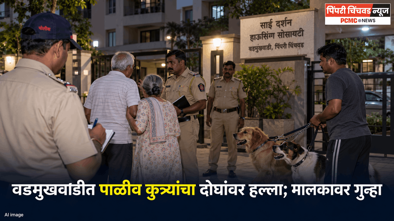 चऱ्होलीतील सोसायटीत पाळीव कुत्र्यांचा दोन ज्येष्ठ नागरिकांवर हल्ला; मालकाविरोधात गुन्हा