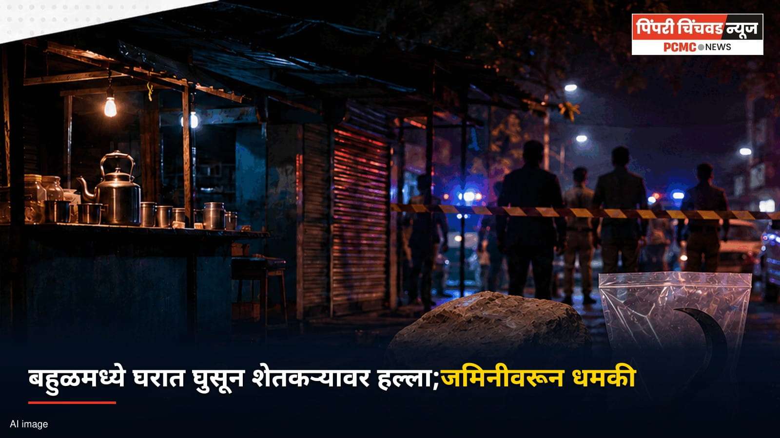 बहुळमध्ये घराचा दरवाजा तोडून शेतकऱ्यावर हल्ला; जमिनीवरून धमकी