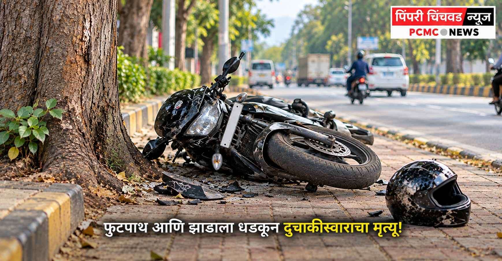 फुटपाथ आणि झाडाला धडकून दुचाकीस्वाराचा मृत्यू!