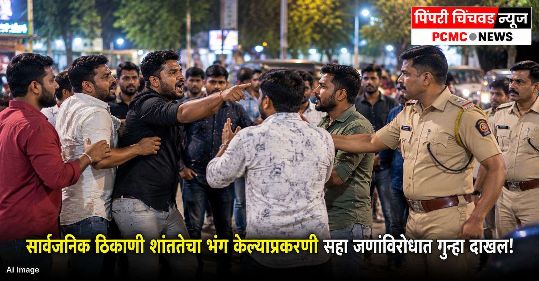 सार्वजनिक ठिकाणी शांततेचा भंग केल्याप्रकरणी सहा जणांविरोधात गुन्हा दाखल!