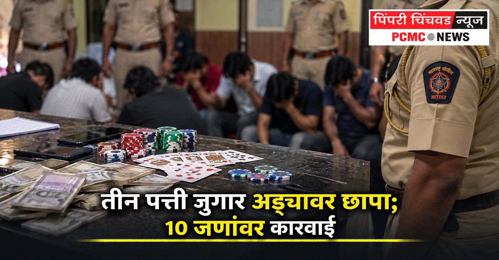 तीन पत्ती जुगार अड्ड्यावर छापा; 10 जणांवर कारवाई