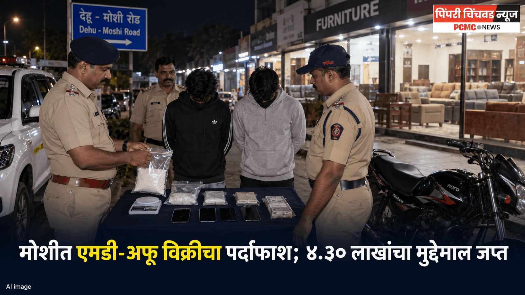 मोशीत एमडी आणि अफूसह दोघांना अटक; राजस्थानमधून अमली पदार्थ आणल्याची माहिती तपासात समोर