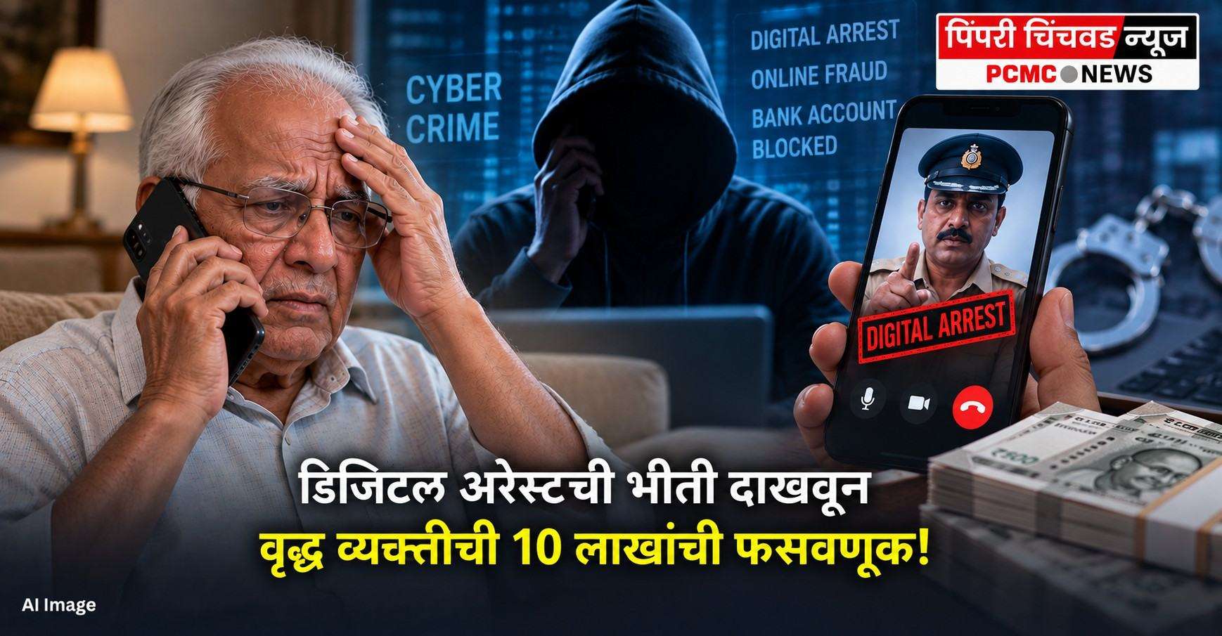 डिजिटल अरेस्टची भीती दाखवून वृद्ध व्यक्तीची 10 लाखांची फसवणूक!