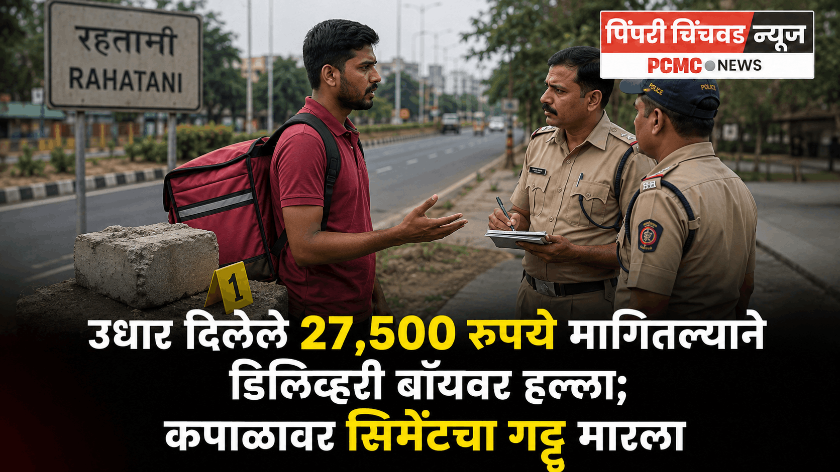 उधार दिलेले 27,500 रुपये मागितल्याने डिलिव्हरी बॉयवर हल्ला; कपाळावर सिमेंटचा गट्टू मारला