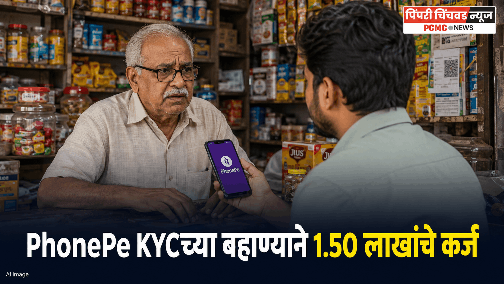 PhonePe KYCच्या बहाण्याने ज्येष्ठ दुकानदाराच्या नावावर 1.50 लाखांचे कर्ज; अज्ञात तरुणावर गुन्हा