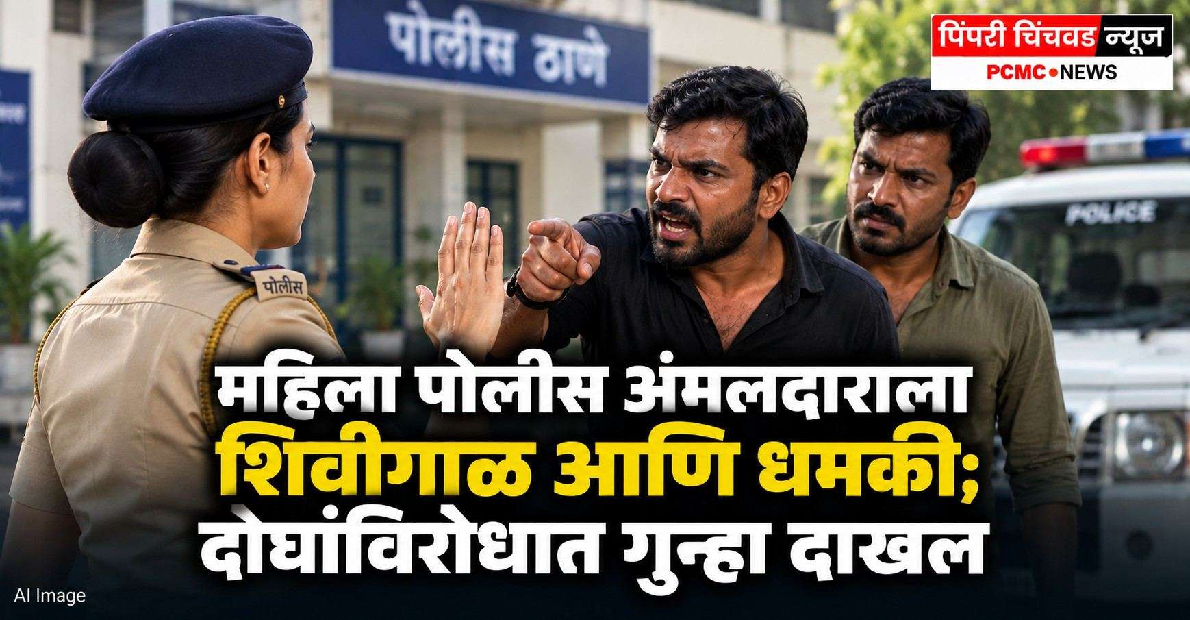 महिला पोलीस अंमलदाराला शिवीगाळ आणि धमकी; दोघांविरोधात गुन्हा दाखल