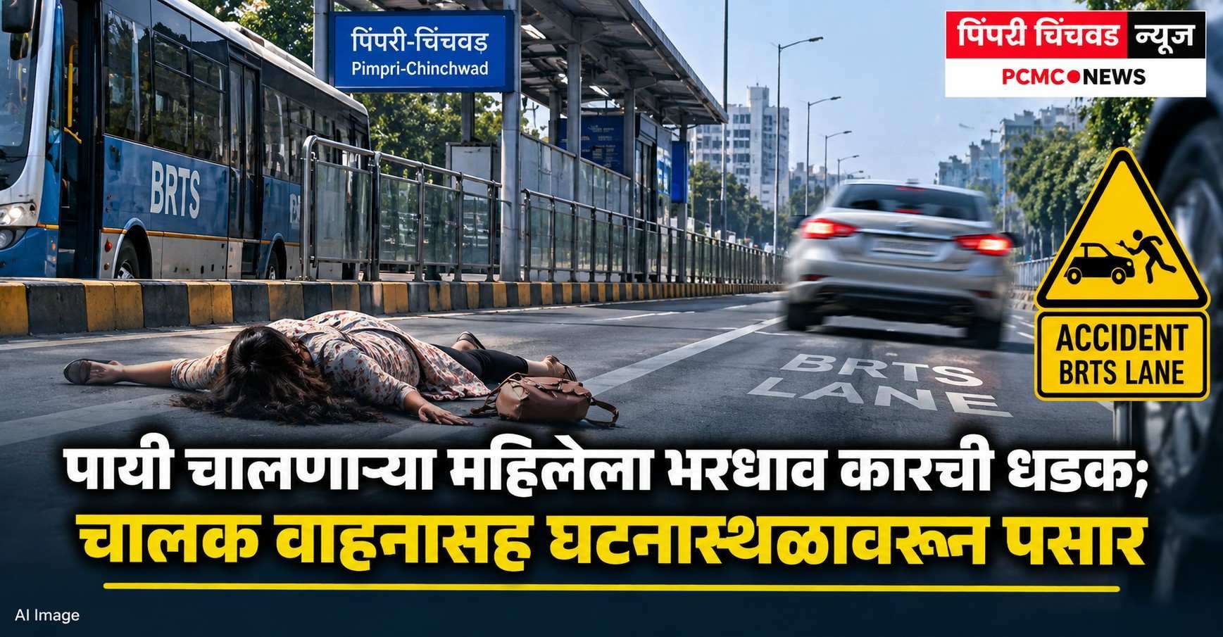 पायी चालणाऱ्या महिलेला भरधाव कारची धडक; चालक वाहनासह घटनास्थळावरून पसार