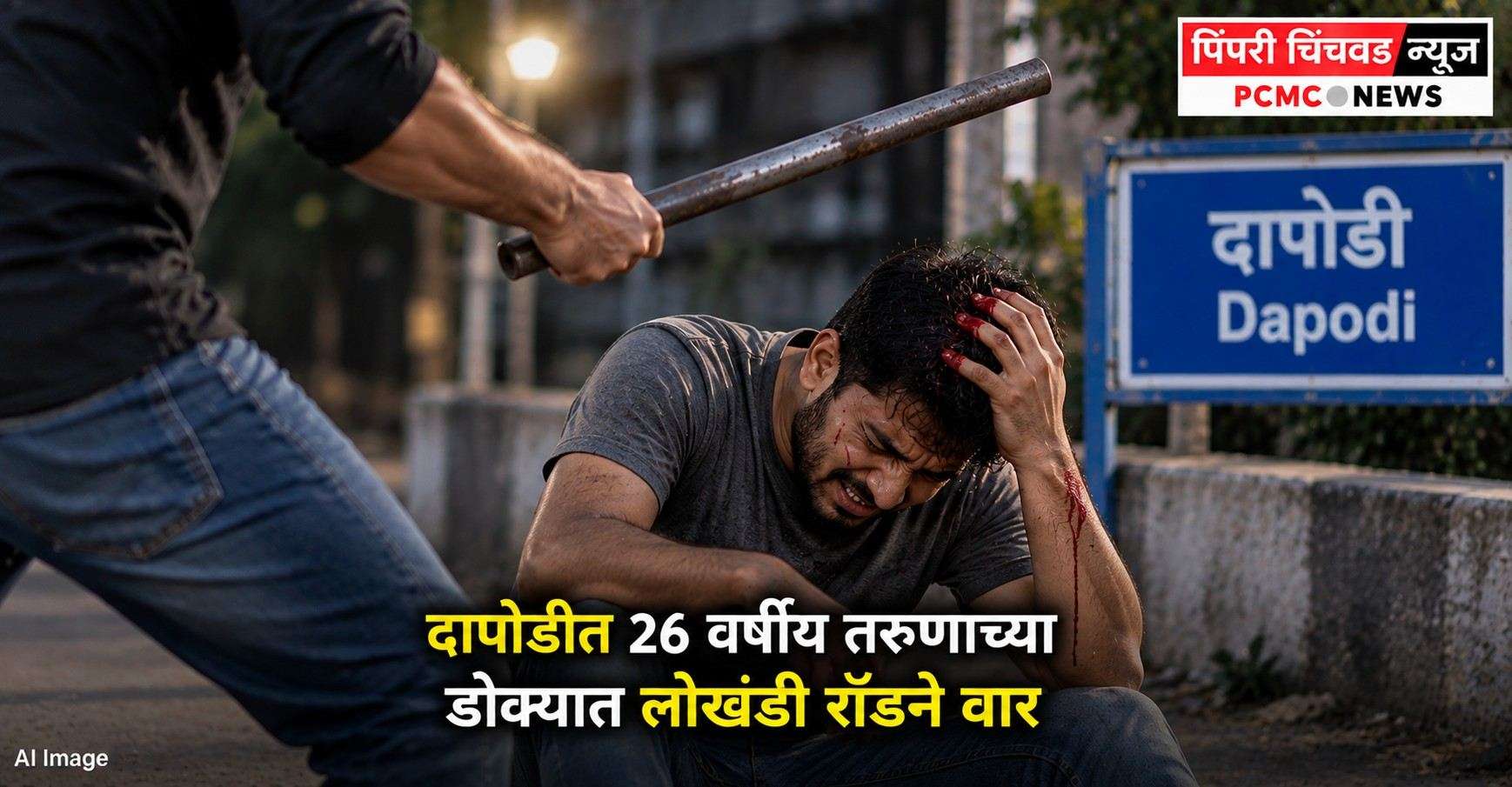 दापोडीत 26 वर्षीय तरुणाच्या डोक्यात लोखंडी रॉडने वार