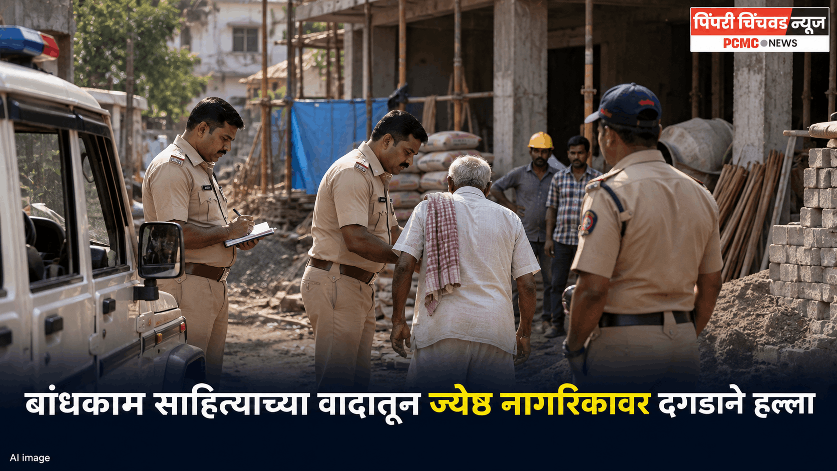 चाकणमध्ये बांधकाम साहित्याच्या वादातून ज्येष्ठ नागरिकाच्या चेहऱ्यावर दगडाने हल्ला; आरोपी फरार