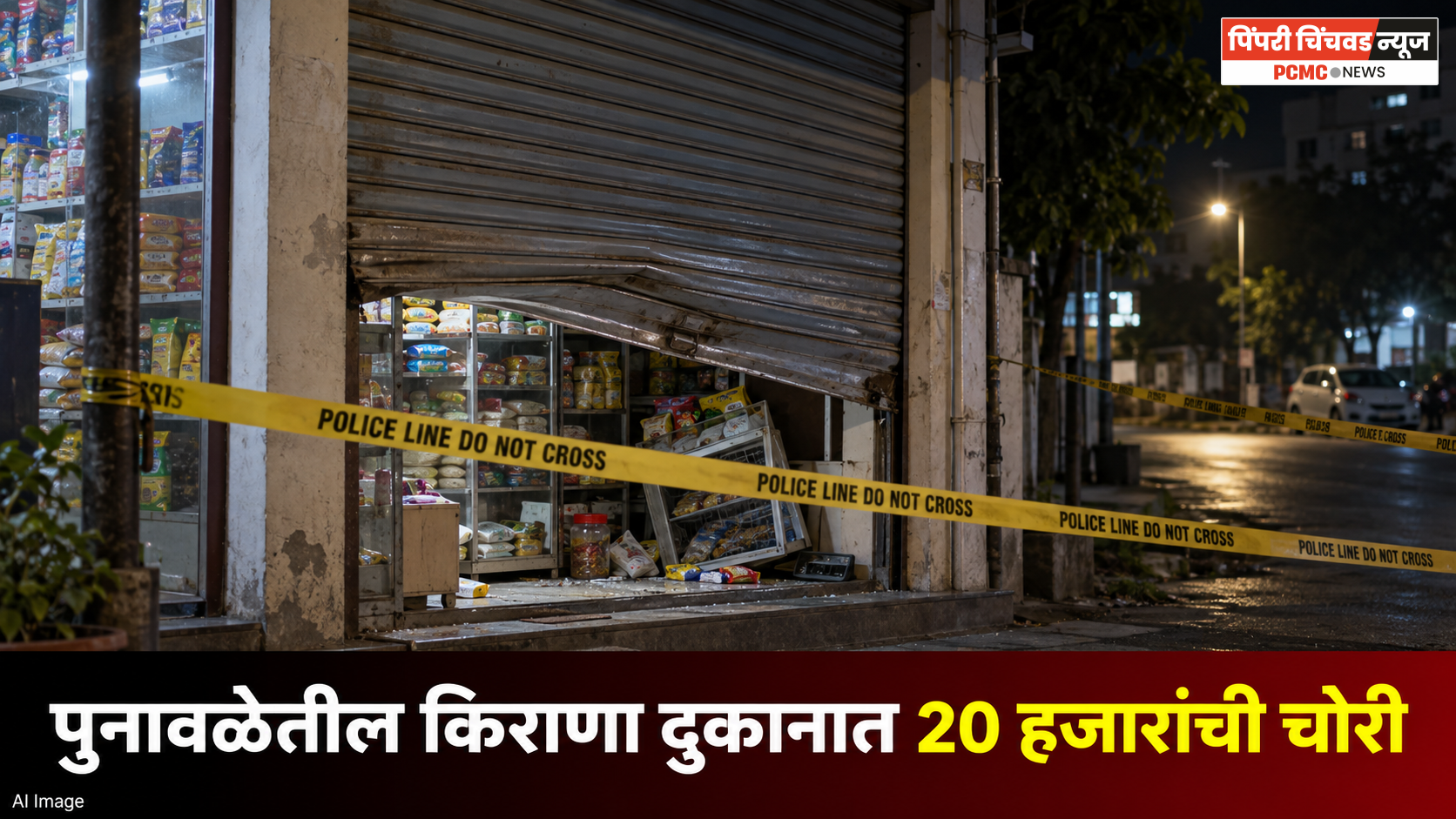 पुनावळेतील किराणा दुकान फोडून 20 हजारांचा ऐवज लंपास