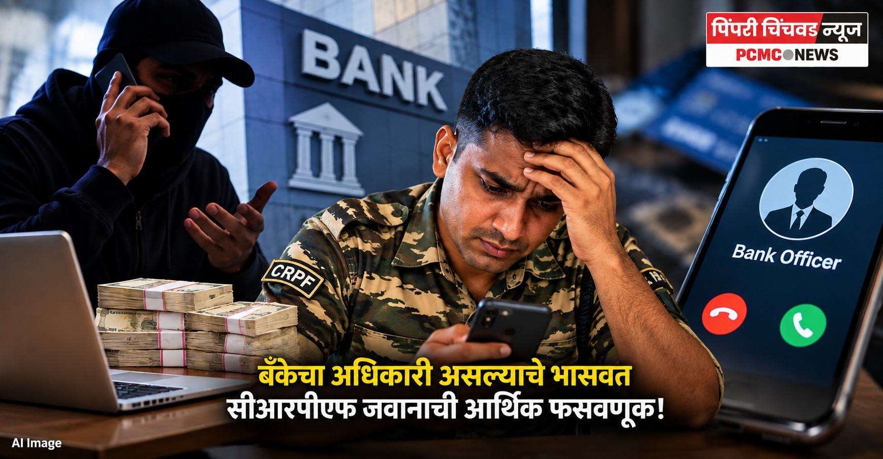 बँकेचा अधिकारी असल्याचे भासवत सीआरपीएफ जवानाची आर्थिक फसवणूक