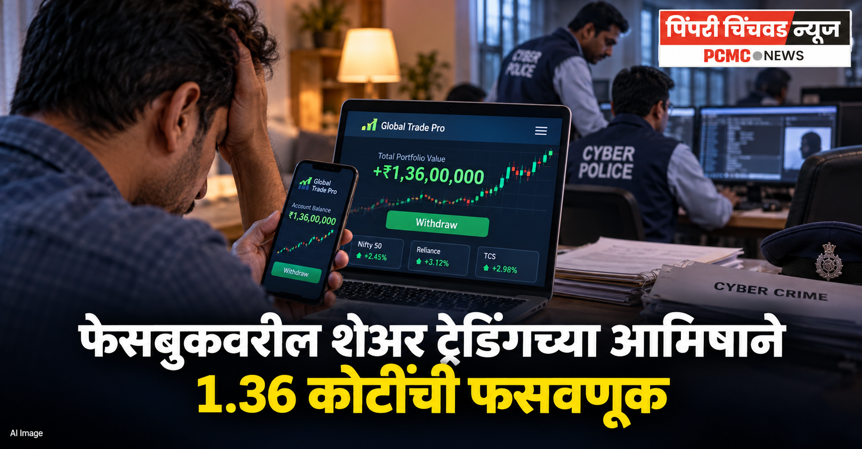फेसबुकवरील शेअर ट्रेडिंगच्या आमिषाने 1.36 कोटींची फसवणूक