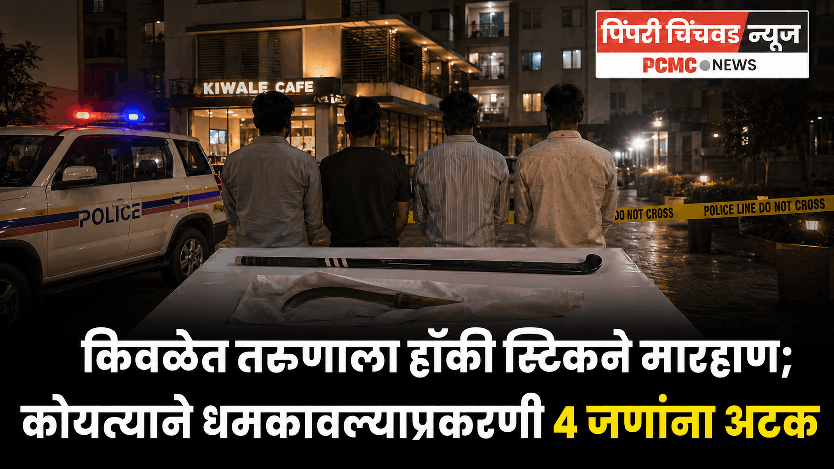 किवळेत तरुणाला हॉकी स्टिकने मारहाण; कोयत्याने धमकावल्याप्रकरणी 4 जणांना अटक