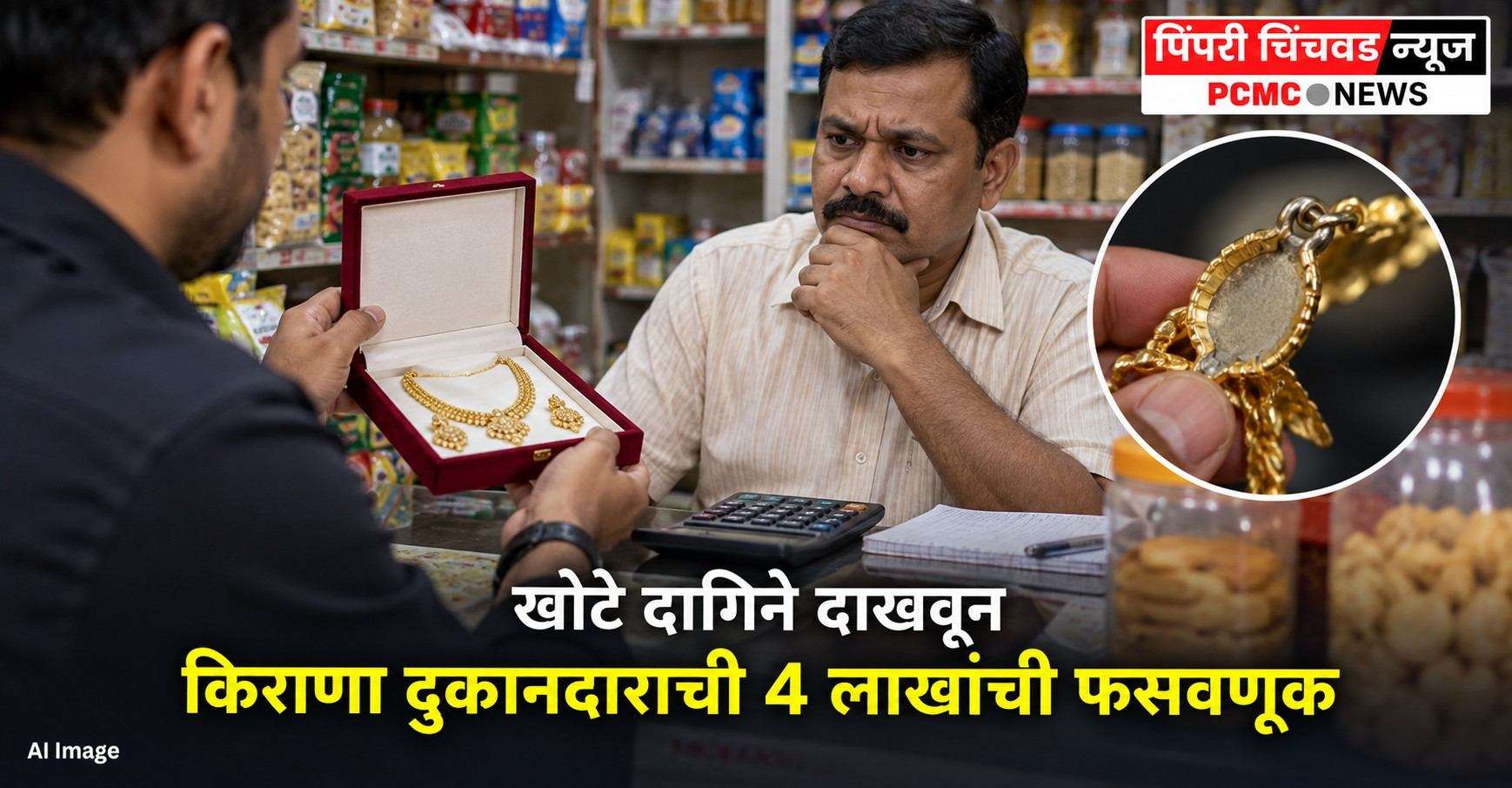 खोटे दागिने दाखवून किराणा दुकानदाराची 4 लाखांची फसवणूक