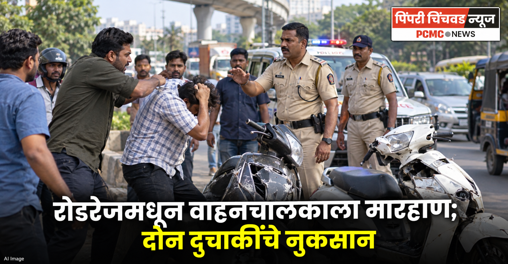 रोडरेजमधून वाहनचालकाला मारहाण; दोन रिक्षांचे नुकसान