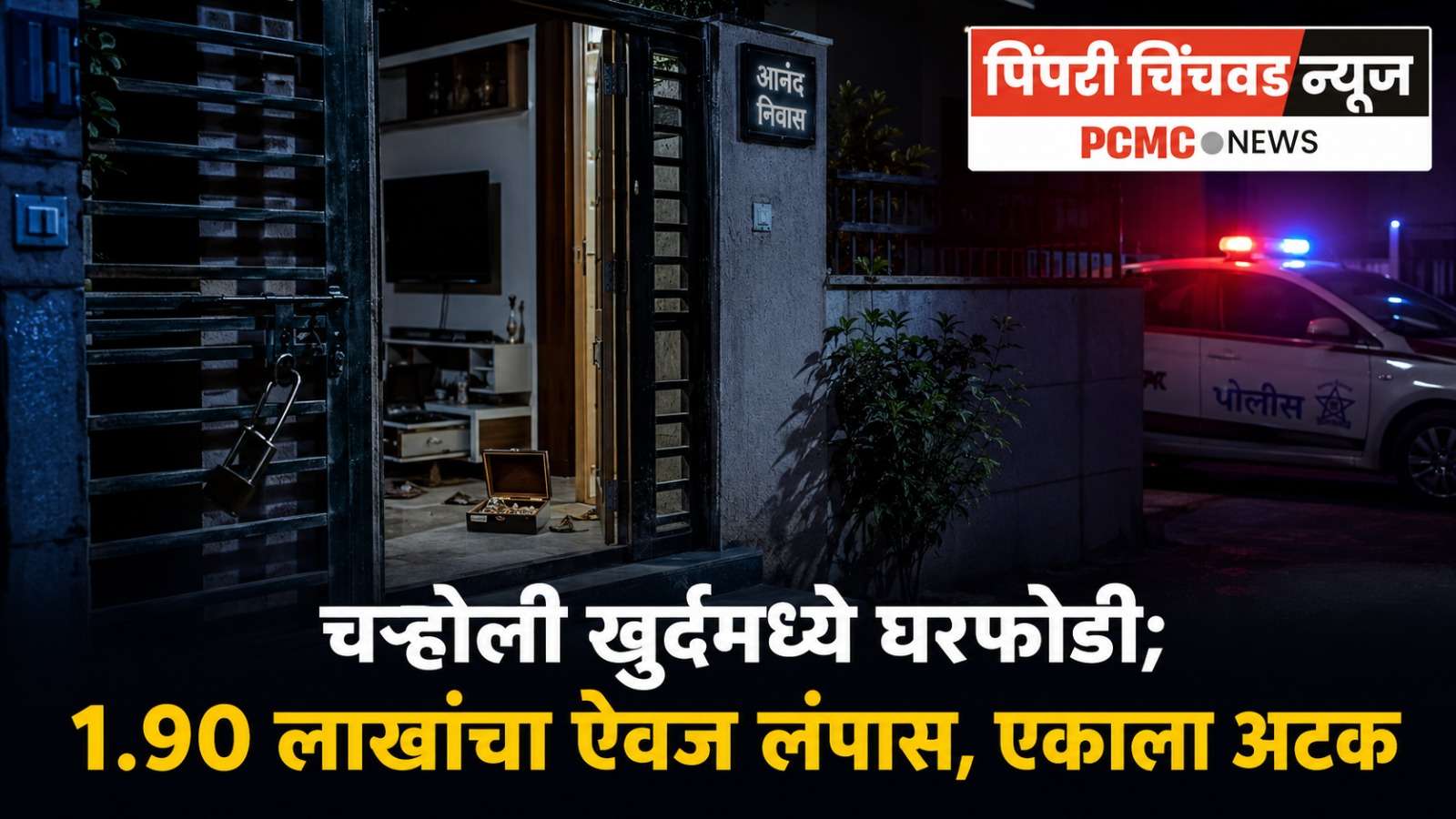 चऱ्होली खुर्द येथे घरफोडी; १ लाख ९० हजारांचा ऐवज लंपास