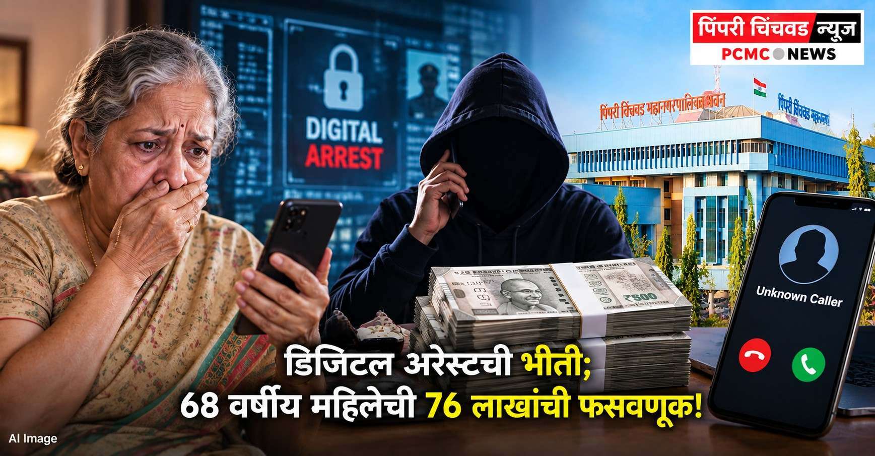 डिजिटल अरेस्टची भीती; 68 वर्षीय महिलेची 76 लाखांची फसवणूक!