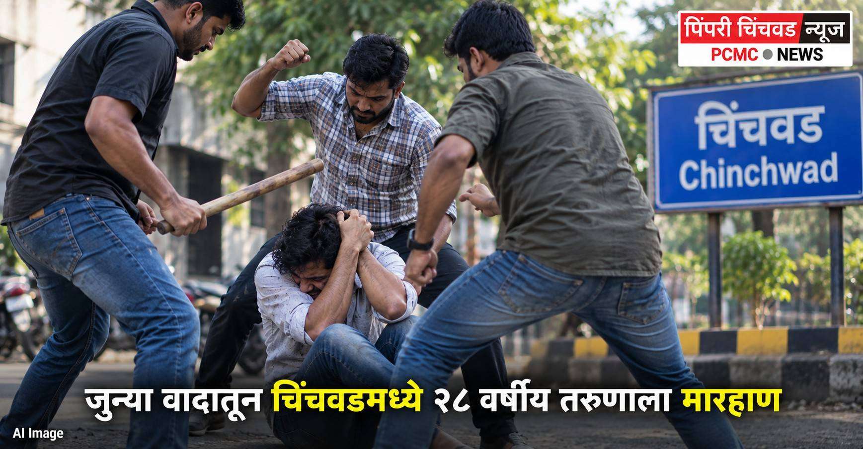 जुन्या वादातून चिंचवडमध्ये २८ वर्षीय तरुणाला मारहाण