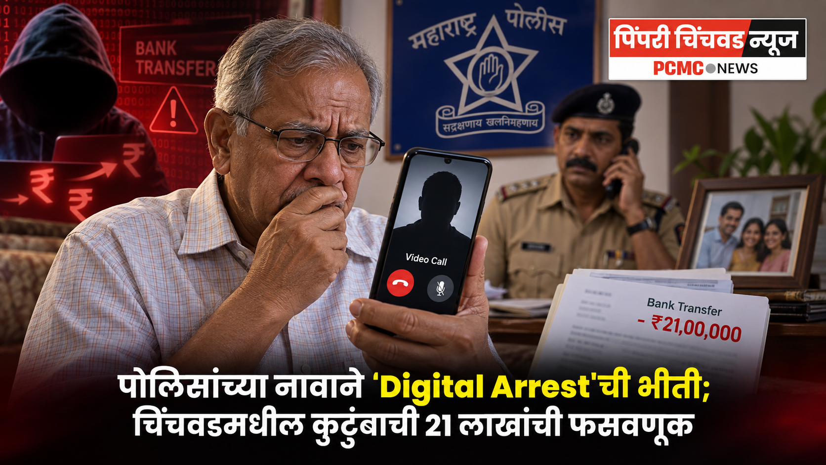 पोलिसांच्या नावाने ‘Digital Arrest’ची भीती; चिंचवडमधील कुटुंबाची 21 लाखांची फसवणूक